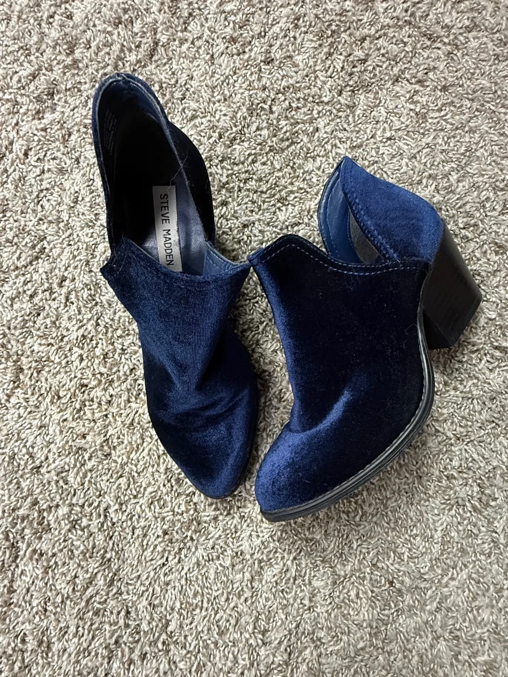 Steve Madden Velvet Midnight Blue Ankle Booties for Women